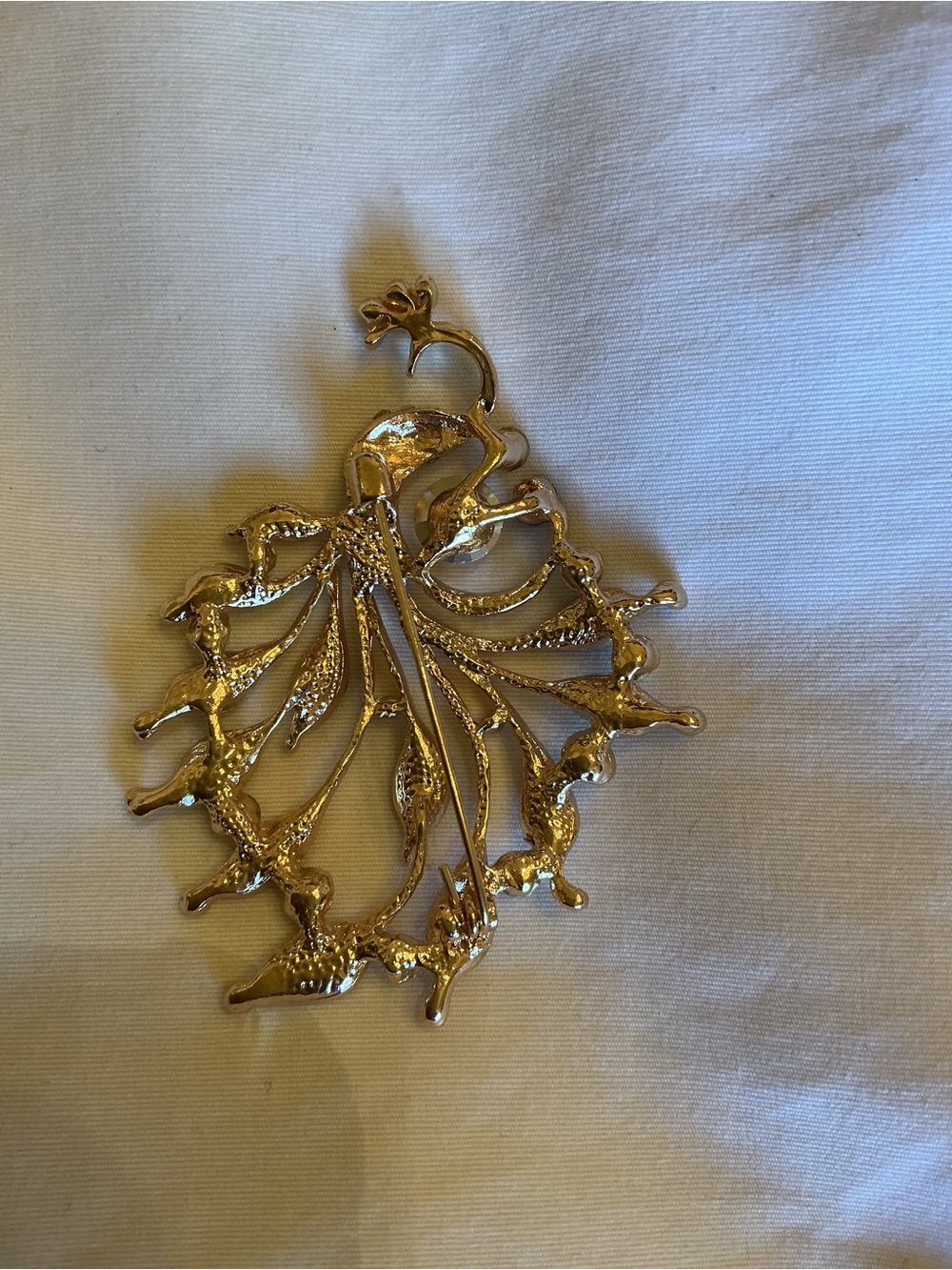 Gold Multicolor Peacock Brooch - Picture 2 of 2